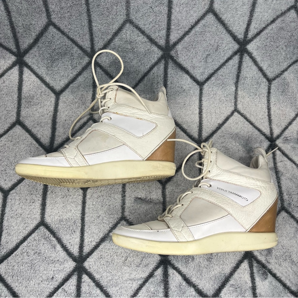 Y-3 by Yohji Yumamoto Sukita II Adidas Leather High Top Wedge Sneakers - Picture 2 of 9